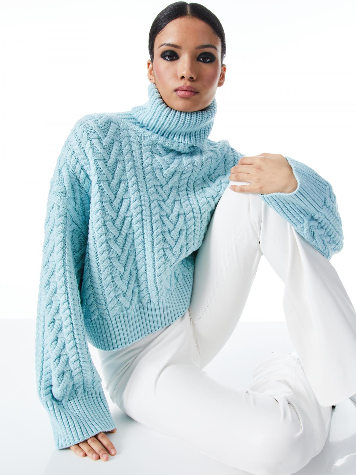 Alice + Olivia Women Sweaters | Nance Wide Sleeve Cable Knit Turtleneck ...